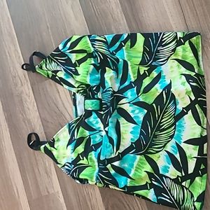 2Bamboo Print Tankini Top Bra Top Size L 36 b